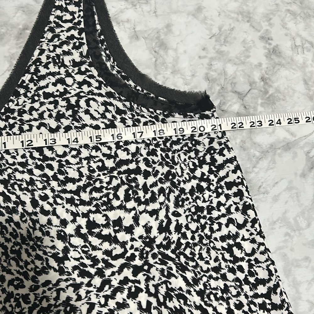 HALOGEN WOMENS RAW EDGE TANK BLACK LEOPARD PRINT Sz 1 - Picture 11 of 11